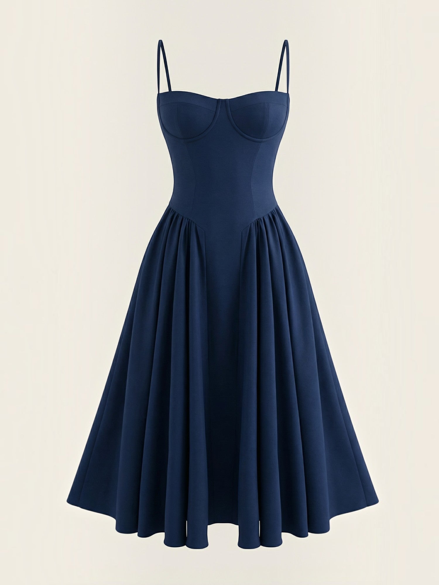 Bustier Midi Dress – Spaghetti Strap A-Line Corset Bodice