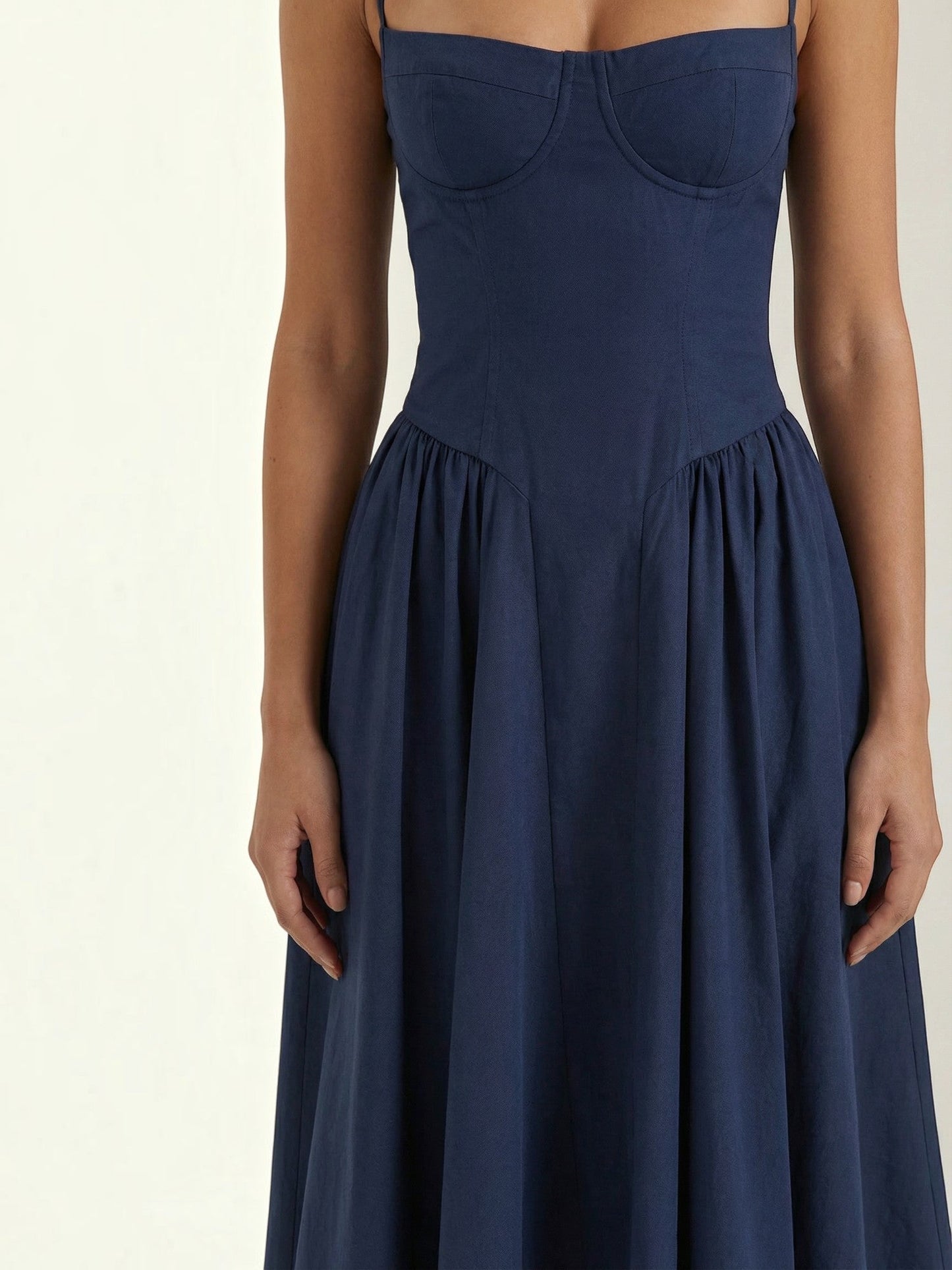 Bustier Midi Dress – Spaghetti Strap A-Line Corset Bodice
