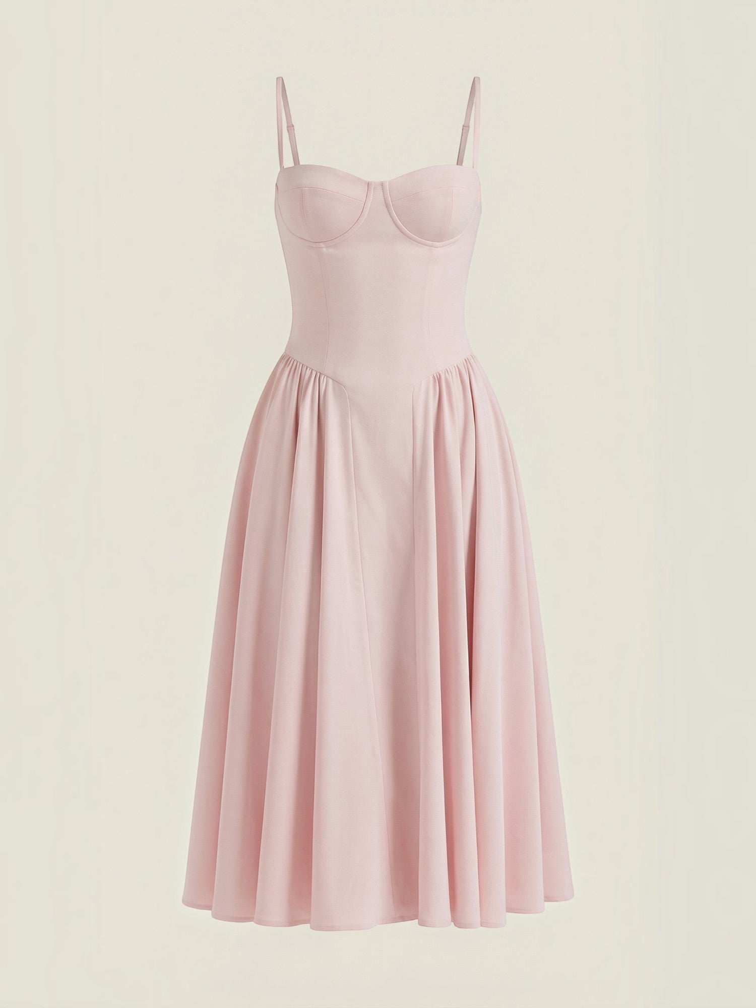 Bustier Midi Dress – Spaghetti Strap A-Line Corset Bodice