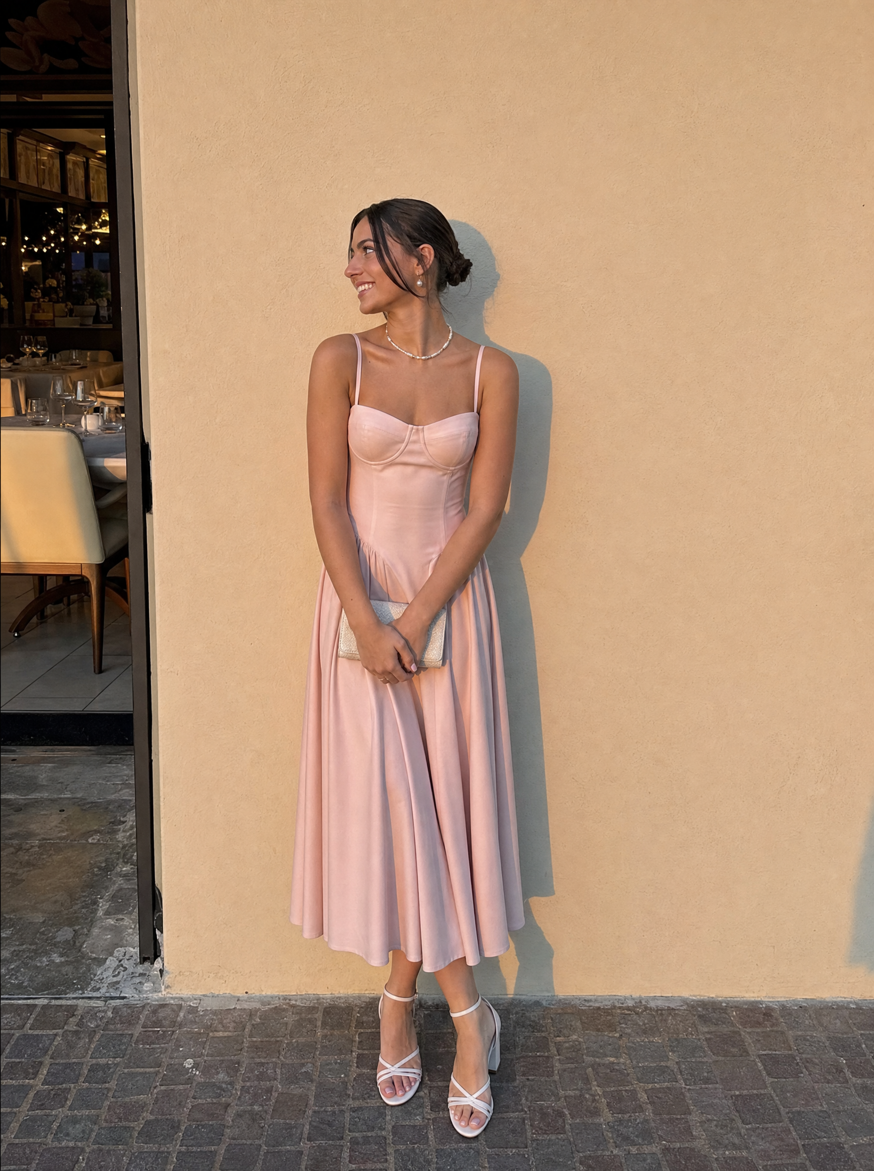 Bustier Midi Dress – Spaghetti Strap A-Line Corset Bodice