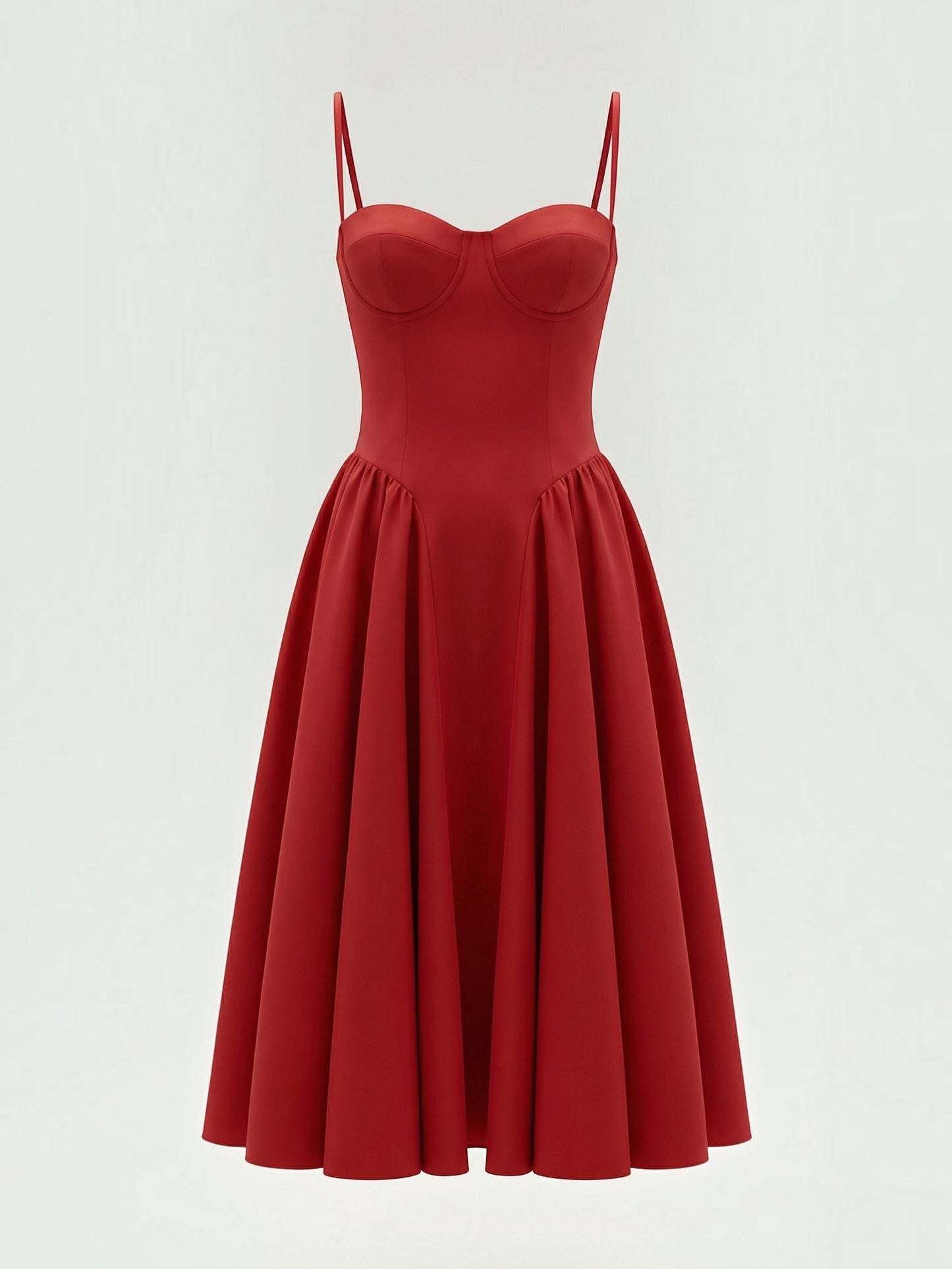 Bustier Midi Dress – Spaghetti Strap A-Line Corset Bodice