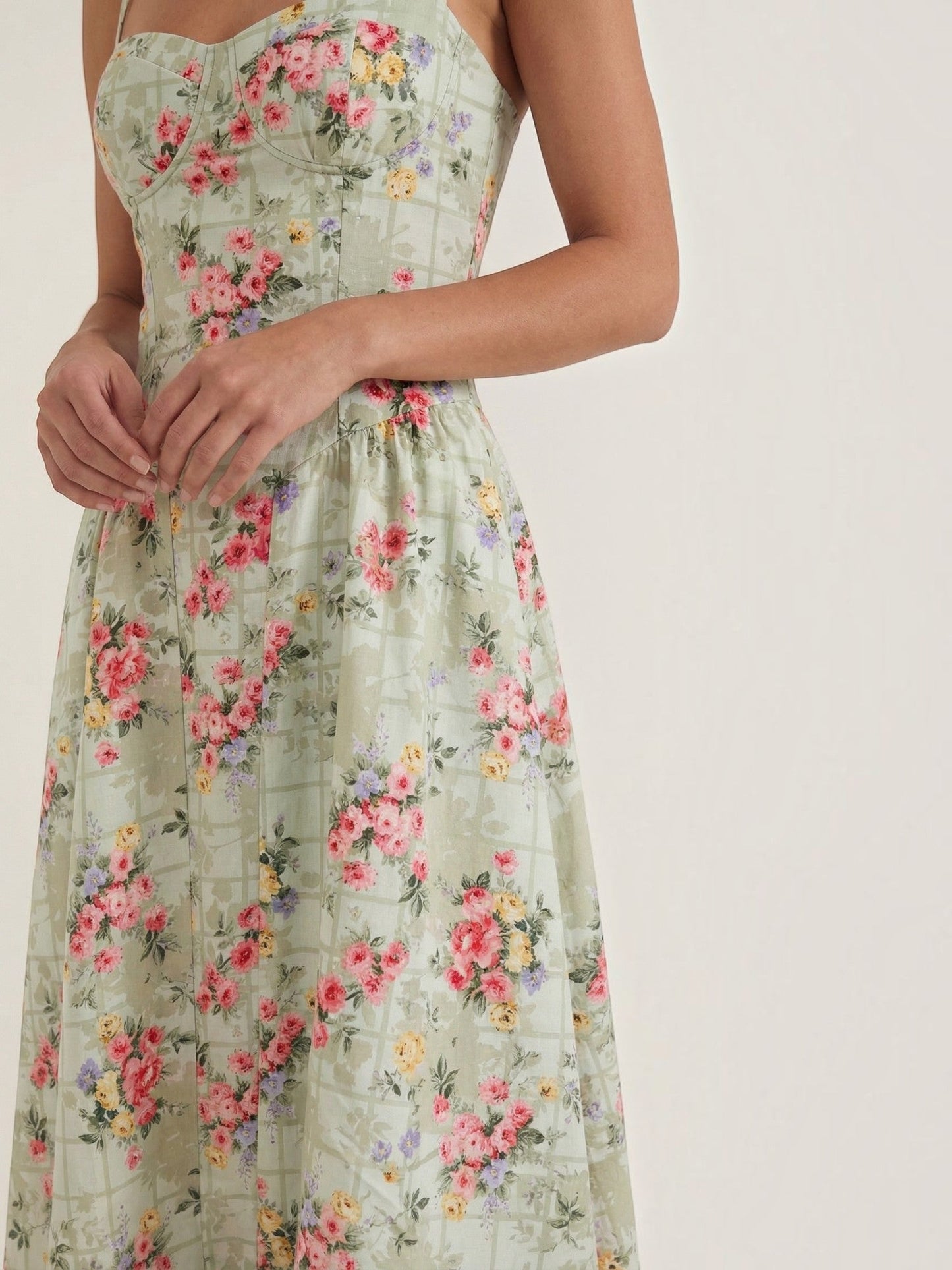 Bustier Midi Dress – Spaghetti Strap A-Line Corset Bodice