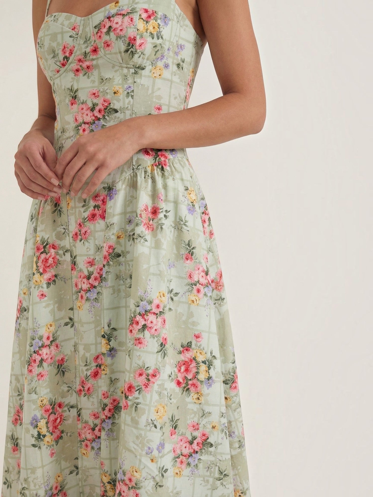 Bustier Midi Dress – Spaghetti Strap A-Line Corset Bodice