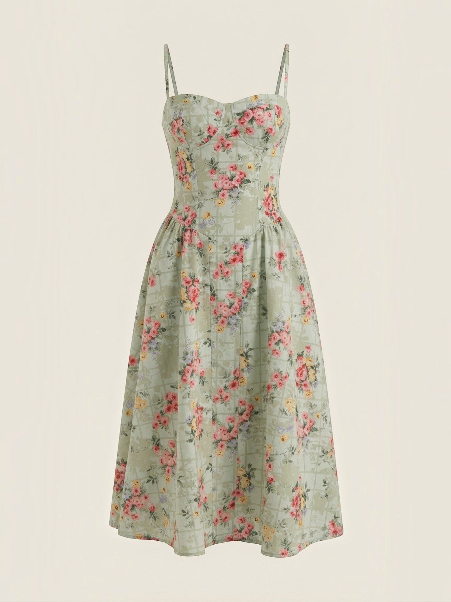 Bustier Midi Dress – Spaghetti Strap A-Line Corset Bodice