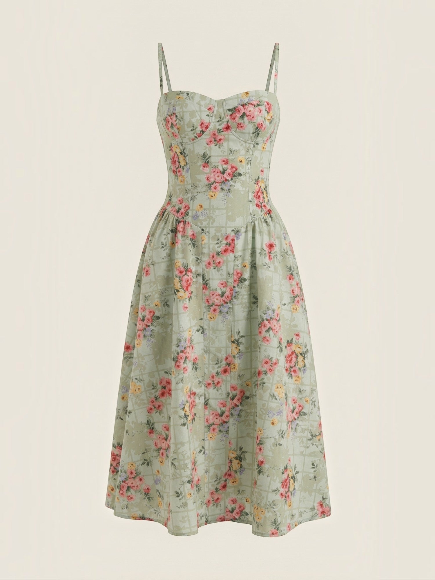 Bustier Midi Dress – Spaghetti Strap A-Line Corset Bodice