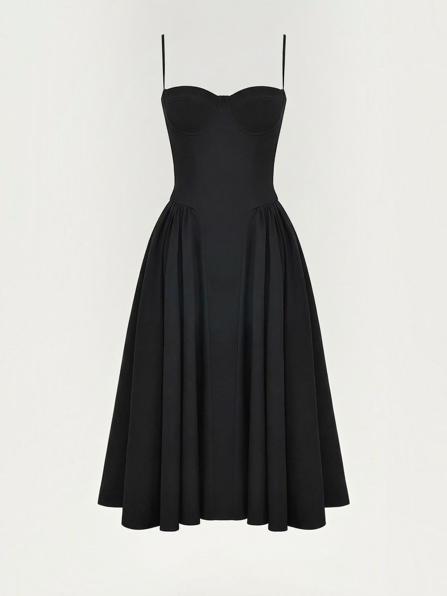 Bustier Midi Dress – Spaghetti Strap A-Line Corset Bodice