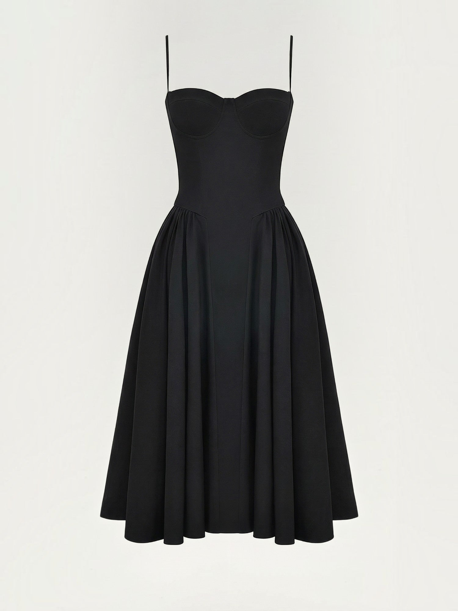 Bustier Midi Dress – Spaghetti Strap A-Line Corset Bodice