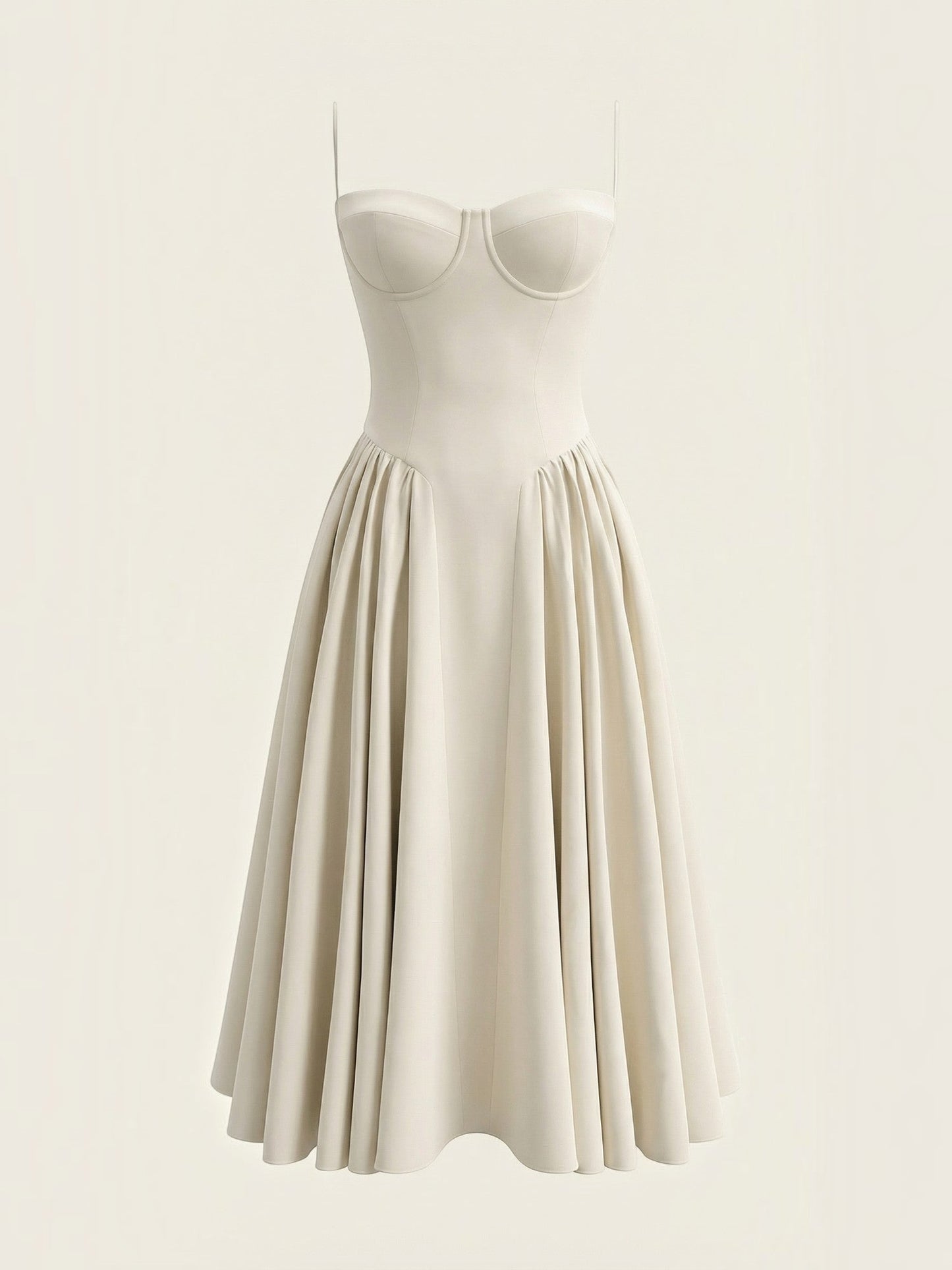 Bustier Midi Dress – Spaghetti Strap A-Line Corset Bodice