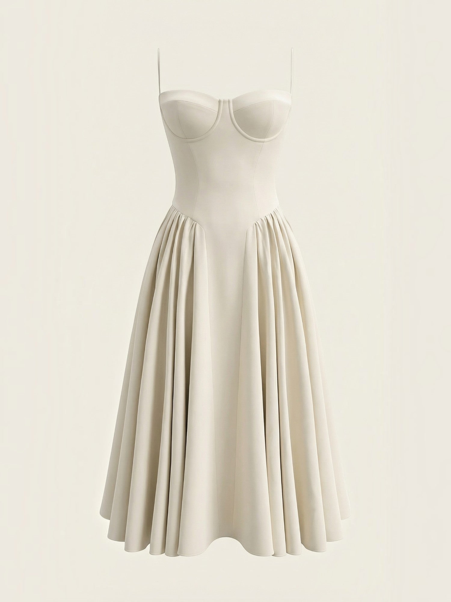 Bustier Midi Dress – Spaghetti Strap A-Line Corset Bodice