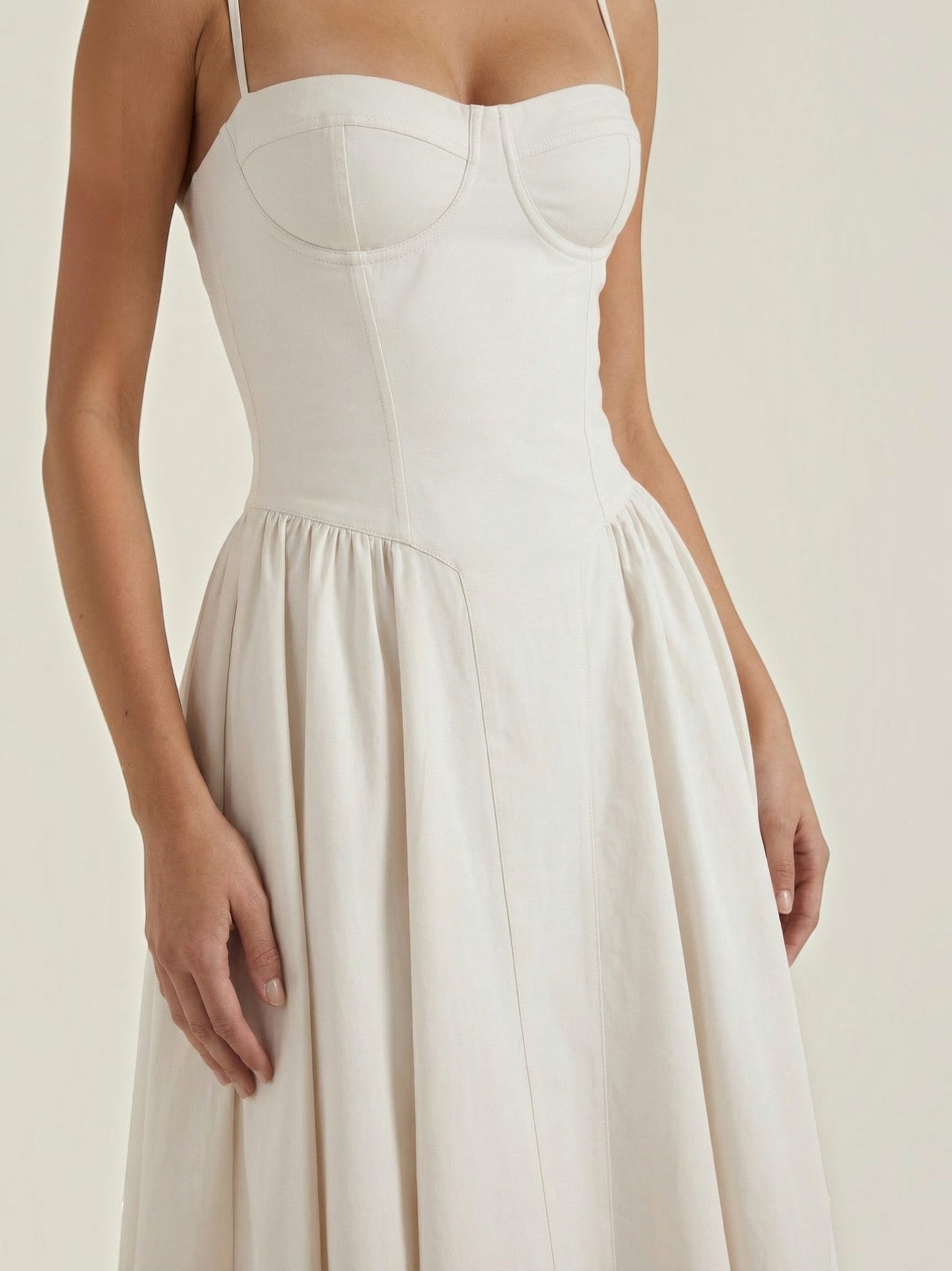Bustier Midi Dress – Spaghetti Strap A-Line Corset Bodice