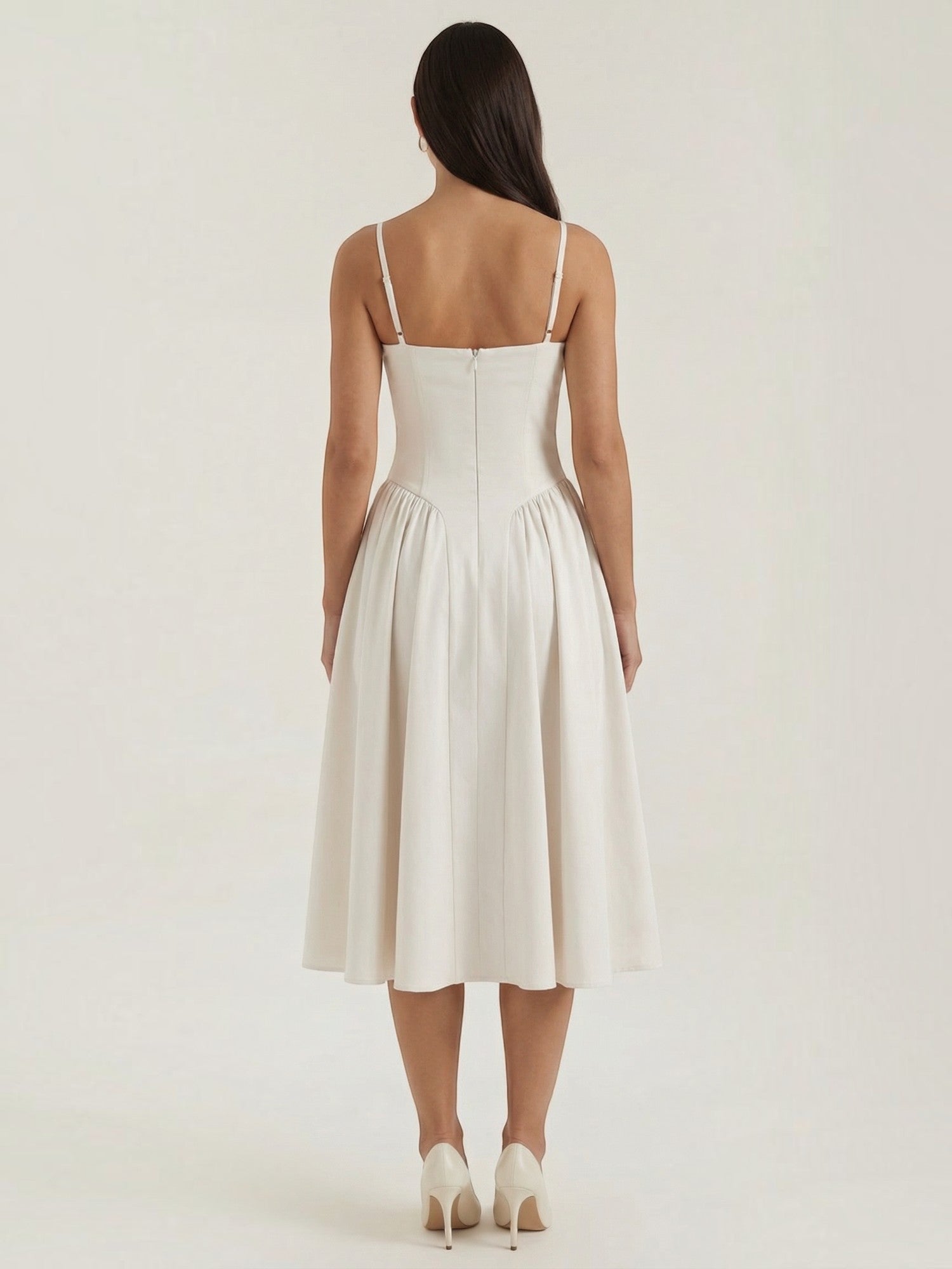 Bustier Midi Dress – Spaghetti Strap A-Line Corset Bodice