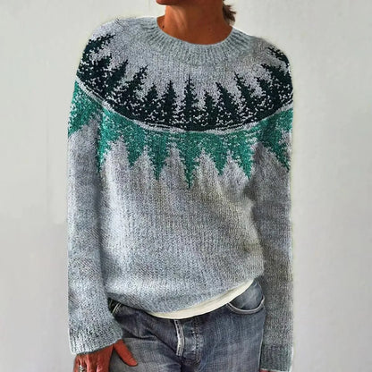 Colorwork Yoke Knit Pullover – Women's Relaxed Fit Sweater