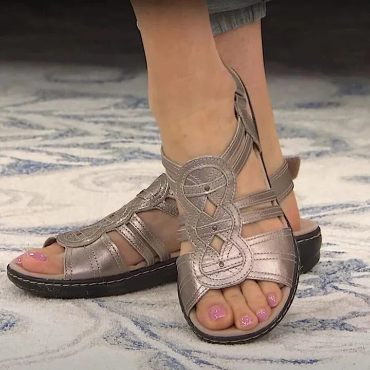 Cage Strap Flat Sandals – Open Toe Velcro Ankle Strap Summer Sandals