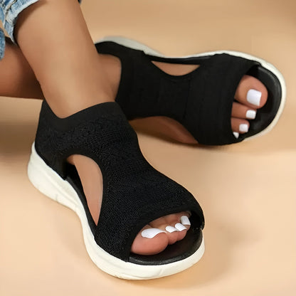 Knit Open-Toe Platform Sandals – Slip-On Slingback Casual Summer