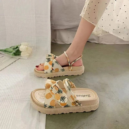 Bow Platform Sandals – Flatform Slingback Open Toe Summer