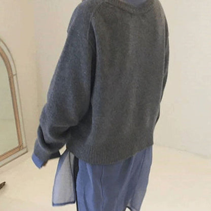 Oversized Button-Front Knit Cardigan – Long Sleeve Ribbed Layering Sweater