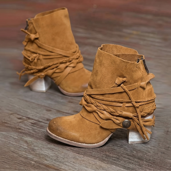 Fringe Ankle Boots – Women's Western Block Heel Booties