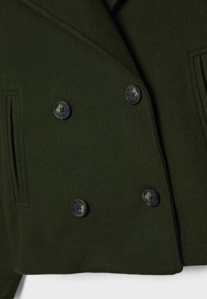 Cropped Double-Breasted Jacket – Oversized Lapel Collar Coat