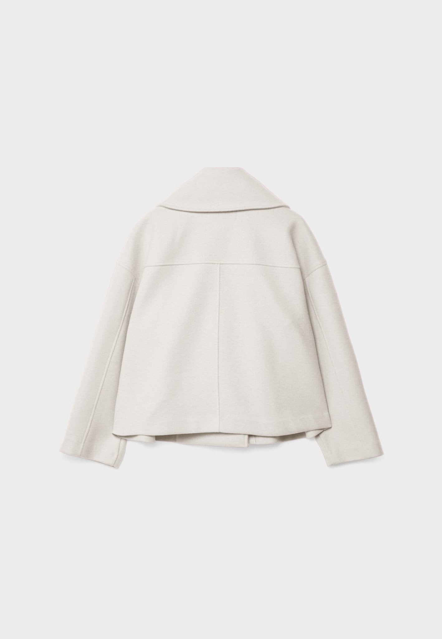 Cropped Double-Breasted Jacket – Oversized Lapel Collar Coat