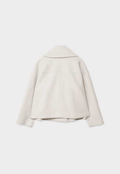 Cropped Double-Breasted Jacket – Oversized Lapel Collar Coat
