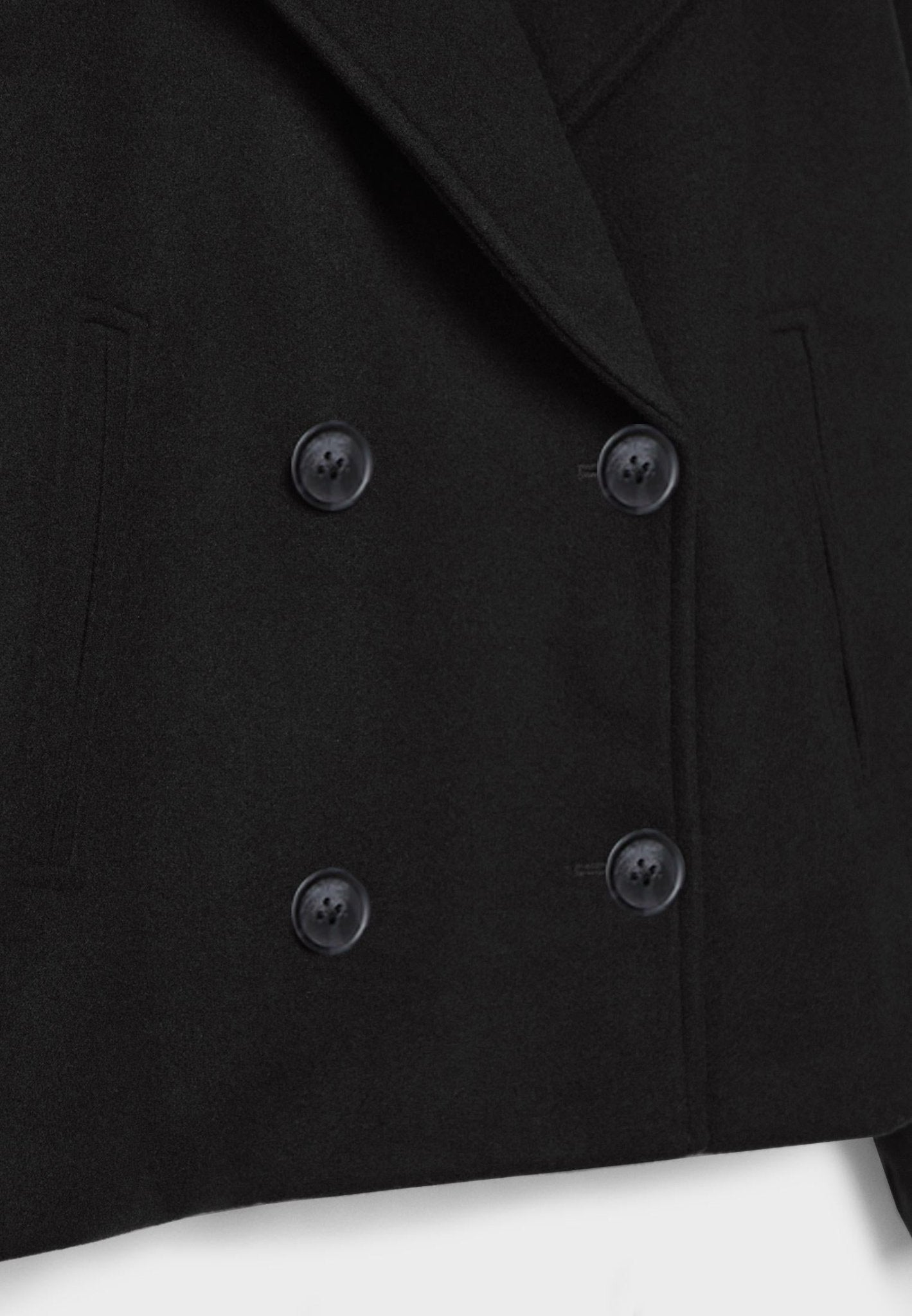 Cropped Double-Breasted Jacket – Oversized Lapel Collar Coat