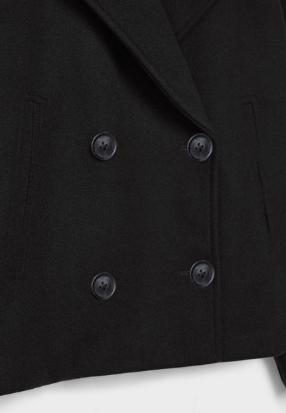 Cropped Double-Breasted Jacket – Oversized Lapel Collar Coat