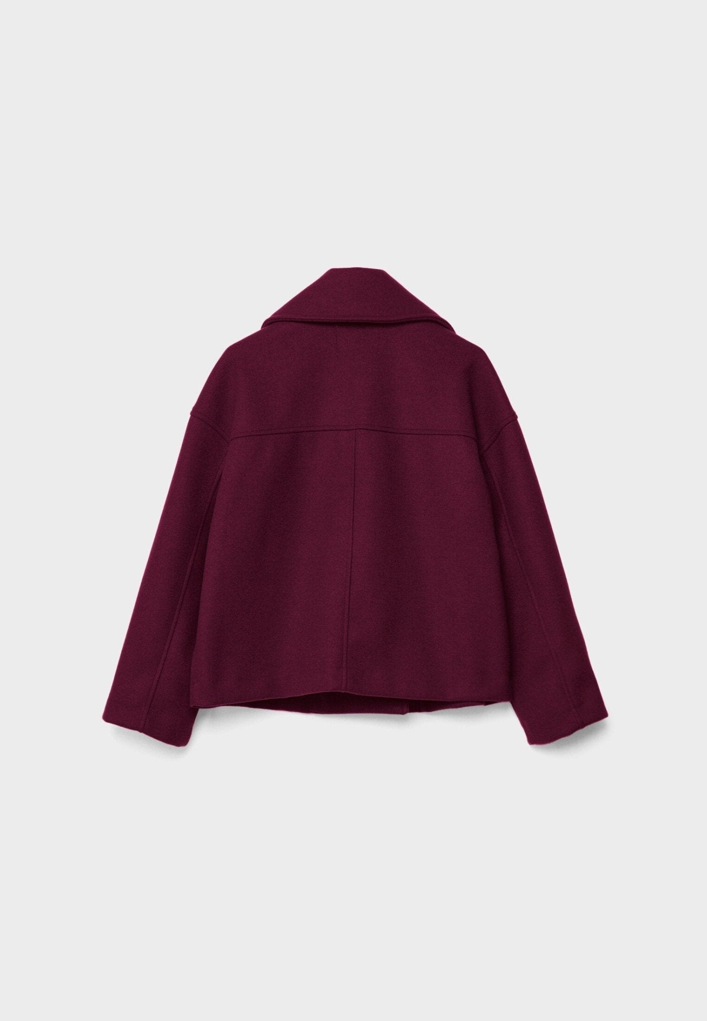 Cropped Double-Breasted Jacket – Oversized Lapel Collar Coat
