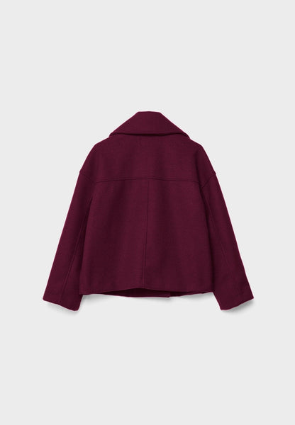 Cropped Double-Breasted Jacket – Oversized Lapel Collar Coat