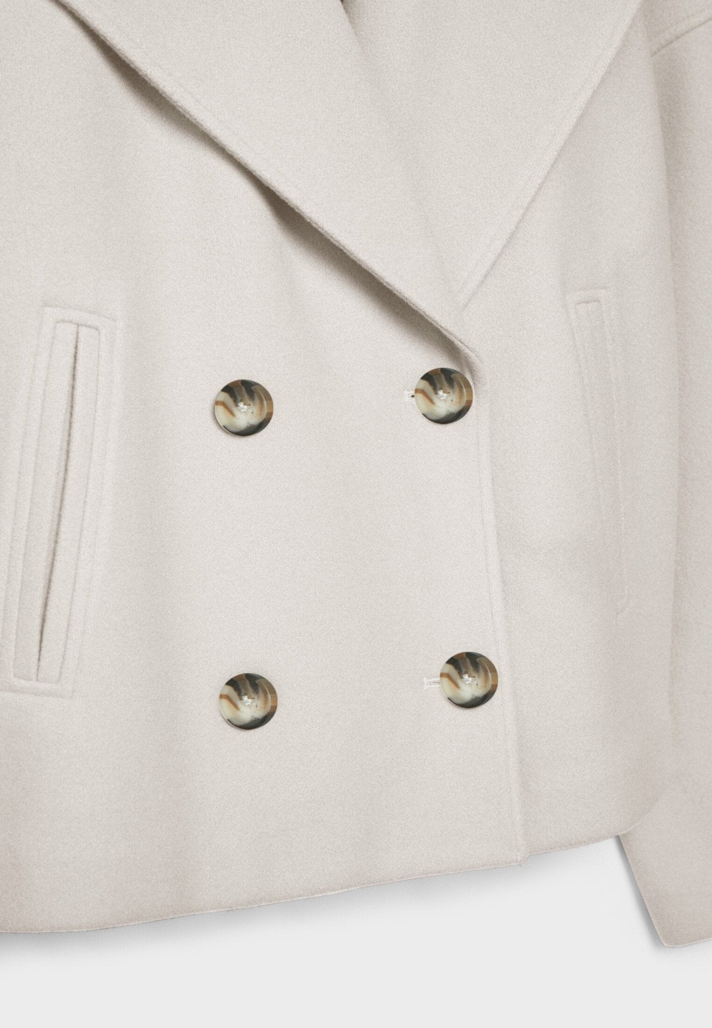 Cropped Double-Breasted Jacket – Oversized Lapel Collar Coat