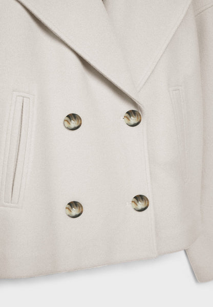 Cropped Double-Breasted Jacket – Oversized Lapel Collar Coat