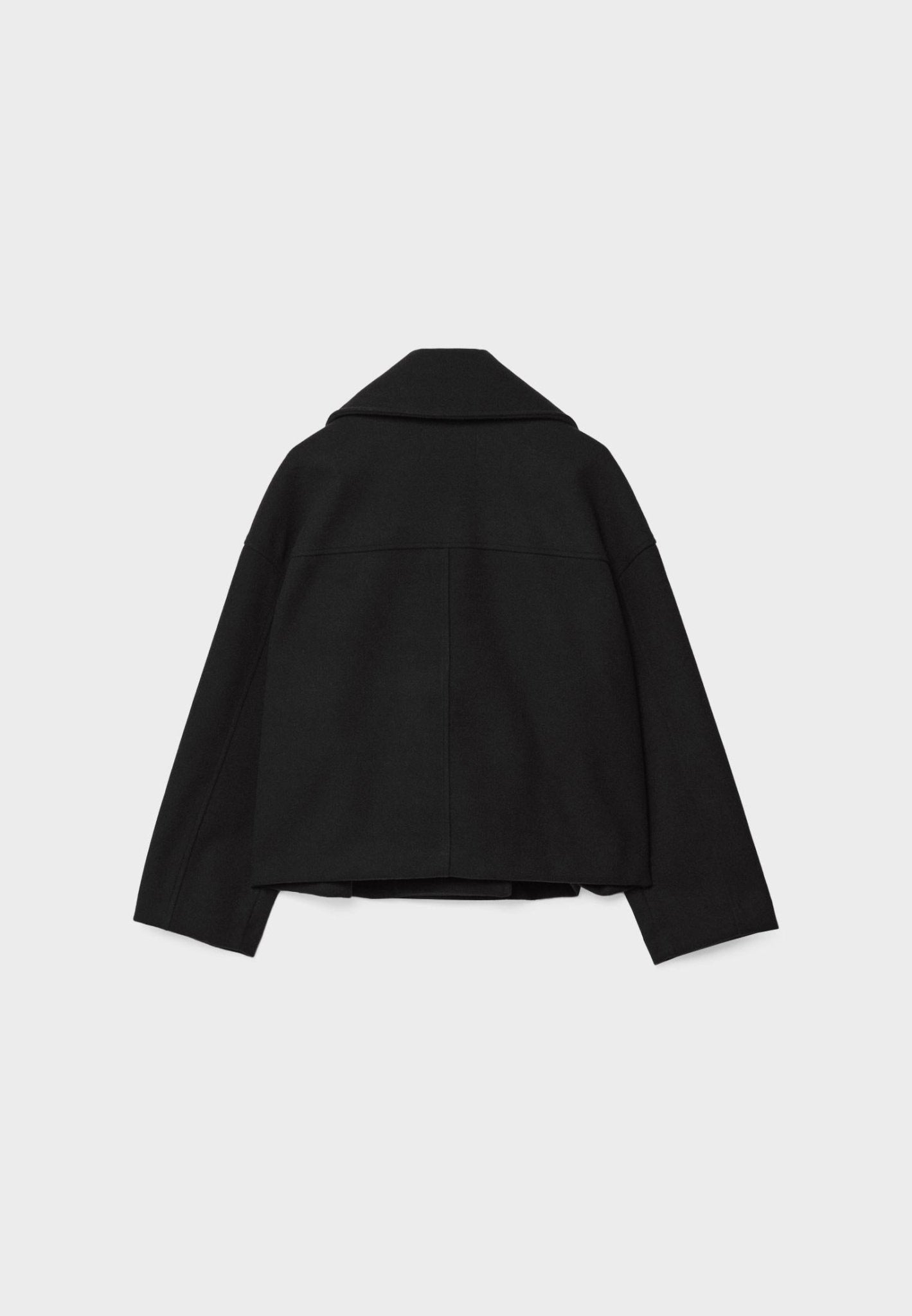 Cropped Double-Breasted Jacket – Oversized Lapel Collar Coat