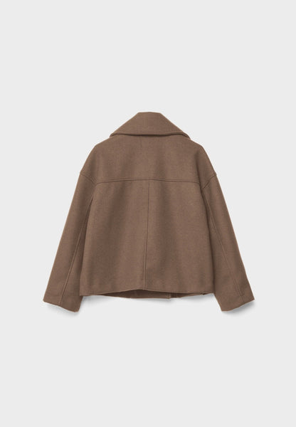 Cropped Double-Breasted Jacket – Oversized Lapel Collar Coat