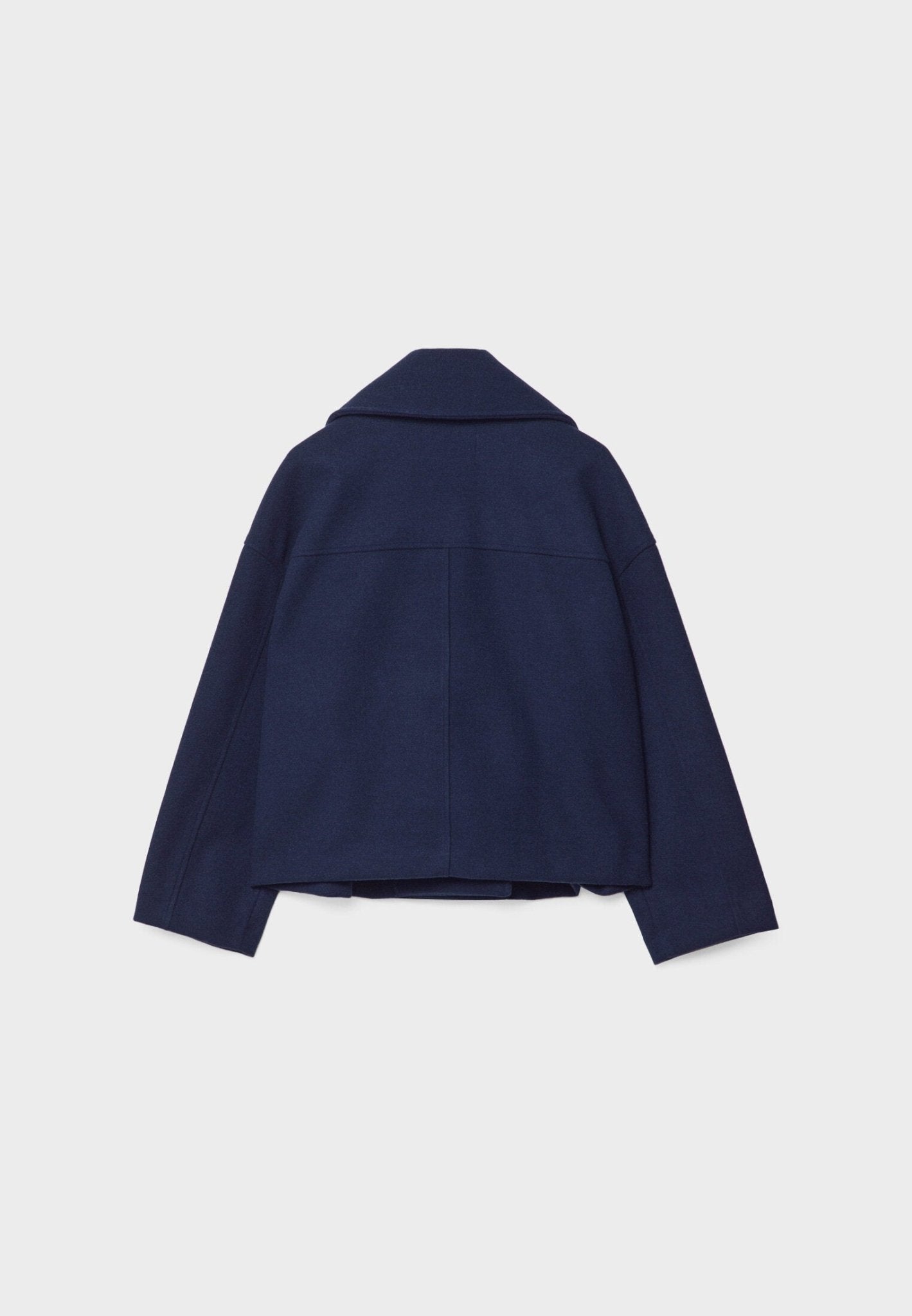 Cropped Double-Breasted Jacket – Oversized Lapel Collar Coat