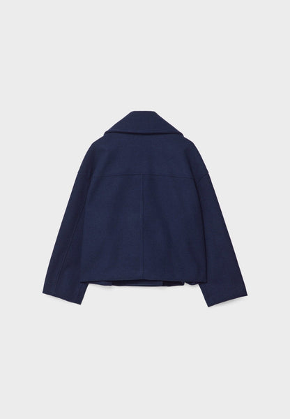 Cropped Double-Breasted Jacket – Oversized Lapel Collar Coat