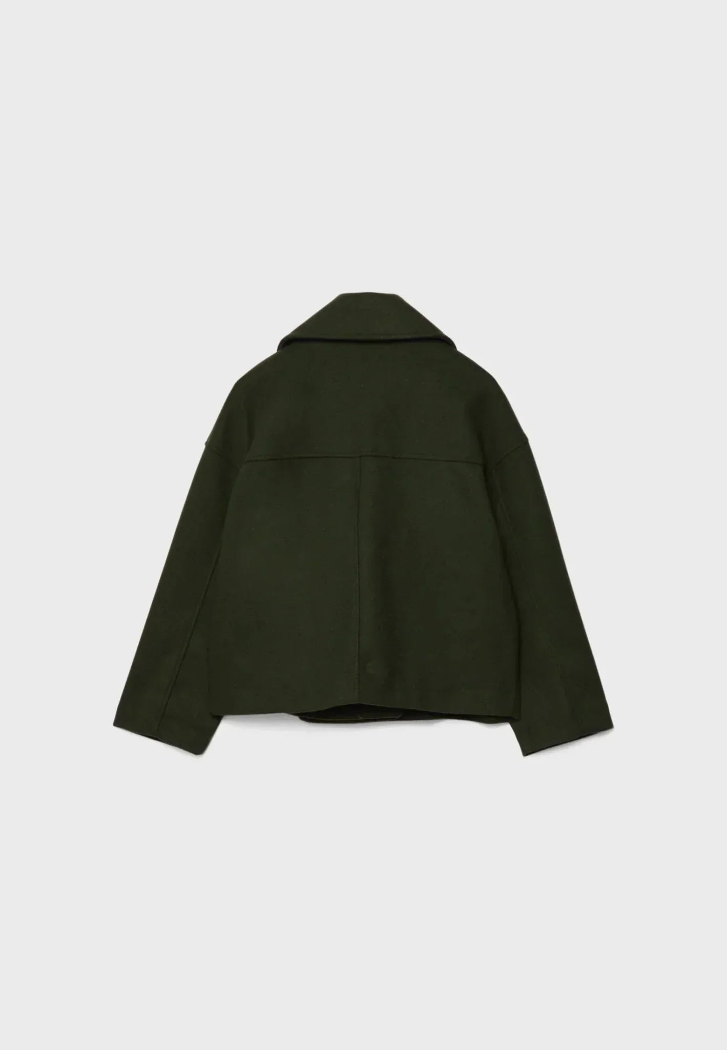 Cropped Double-Breasted Jacket – Oversized Lapel Collar Coat