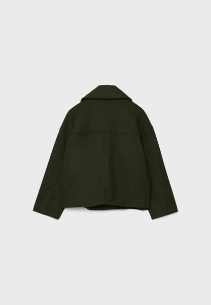 Cropped Double-Breasted Jacket – Oversized Lapel Collar Coat