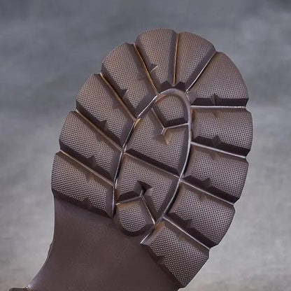 Leather Platform Lace-Up Ankle Boots – Chunky Lug Sole Side Zip