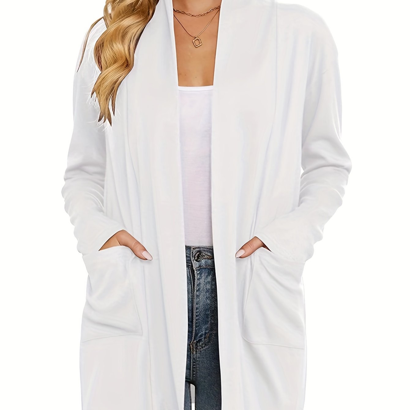 Open Front Cardigan – Women's Long Sleeve Shawl Collar With Pockets