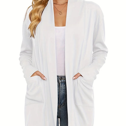 Open Front Cardigan – Women's Long Sleeve Shawl Collar With Pockets