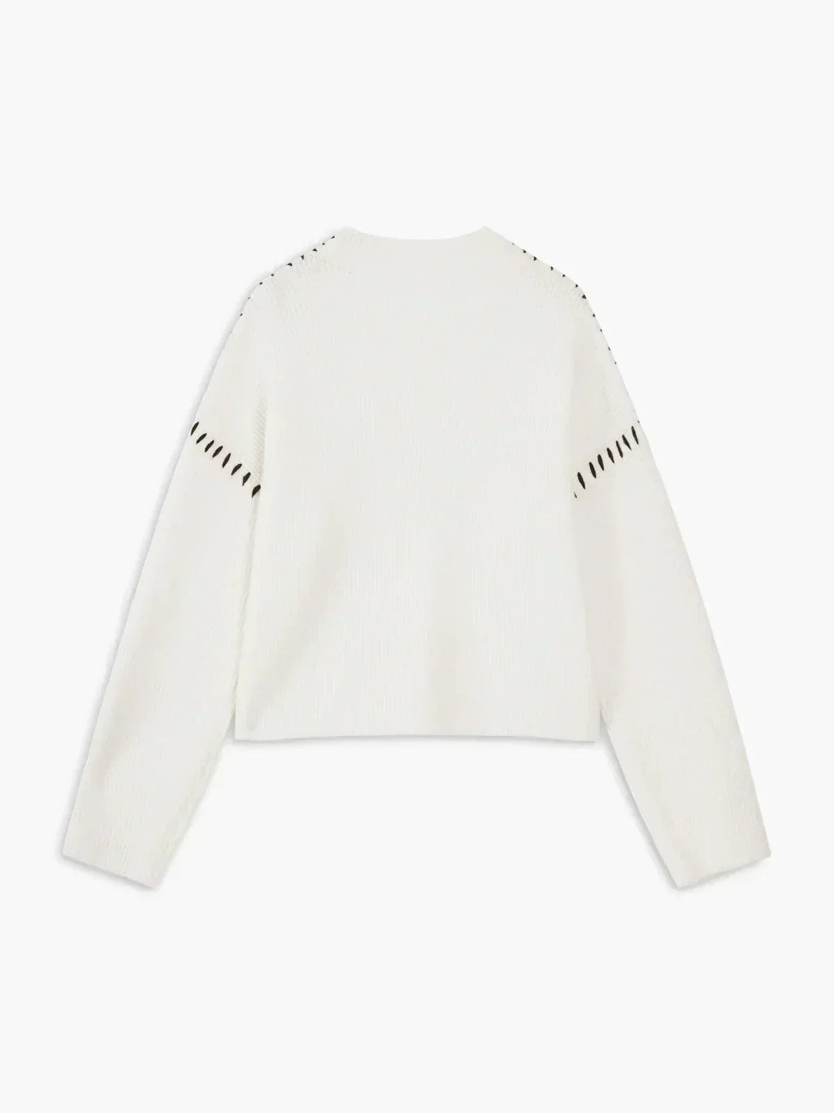 Oversized Mock Neck Sweater – Chunky Knit Whipstitch Trim
