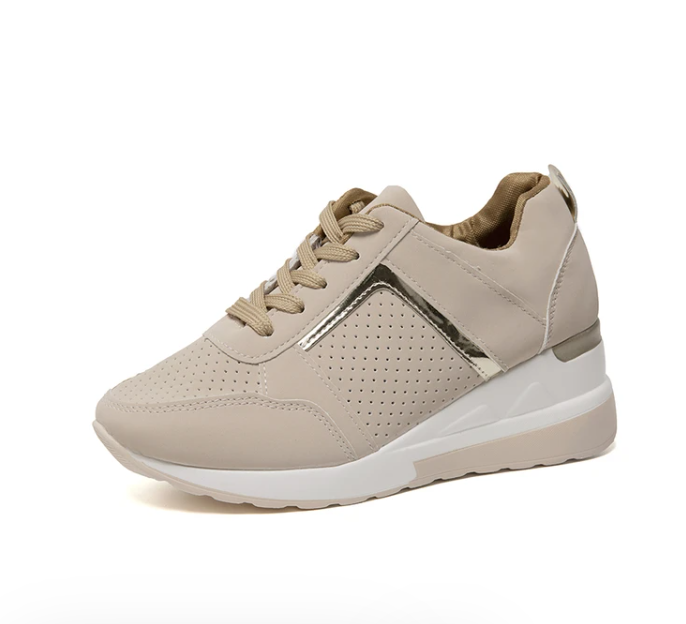 Women's Wedge Sneakers – Lace-Up Hidden Heel Platform Casual Shoe