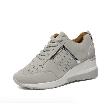 Women's Wedge Sneakers – Lace-Up Hidden Heel Platform Casual Shoe