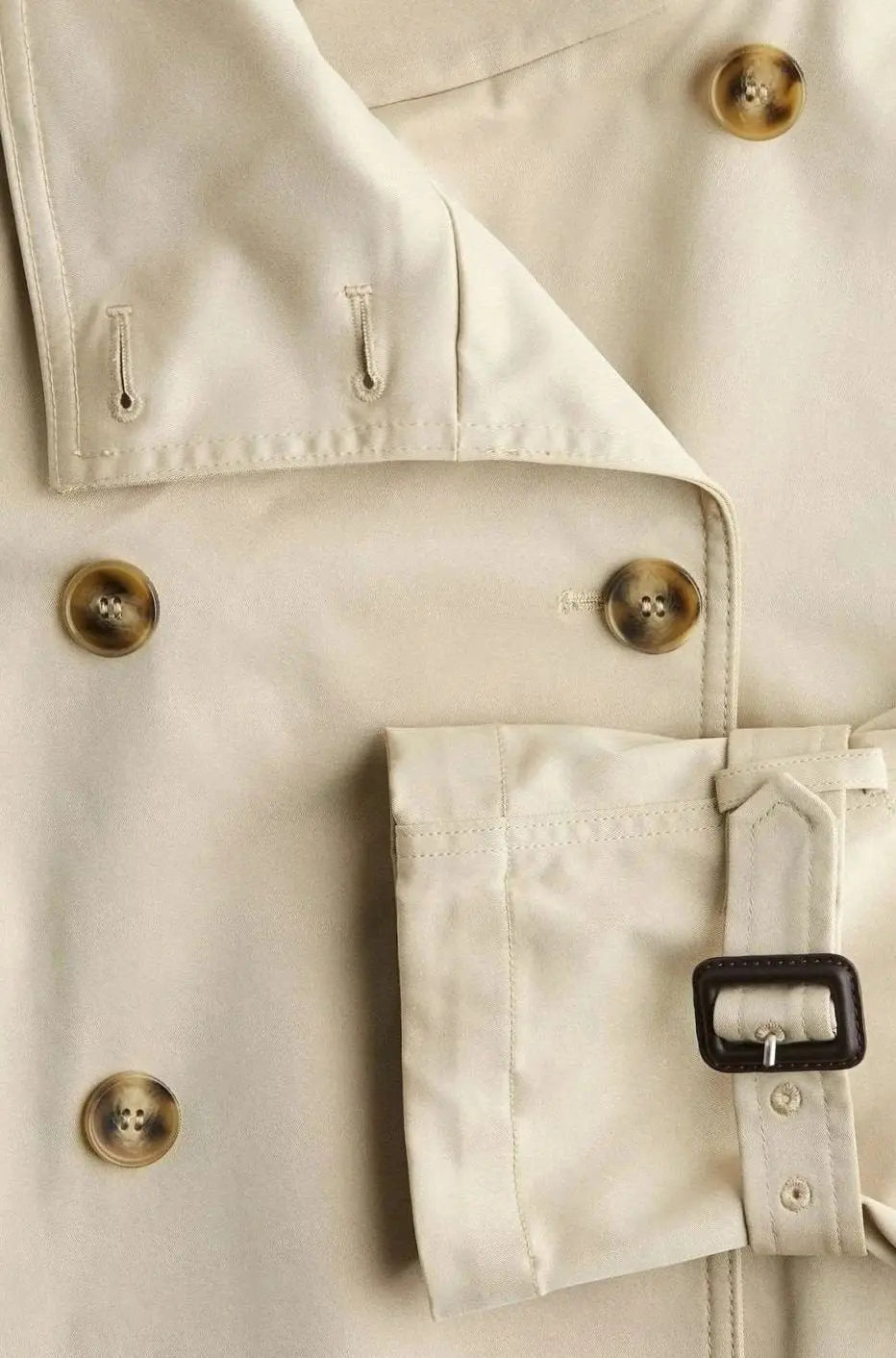 Cropped Trench Coat Women – Double-Breasted Stand Collar Belted Jacket