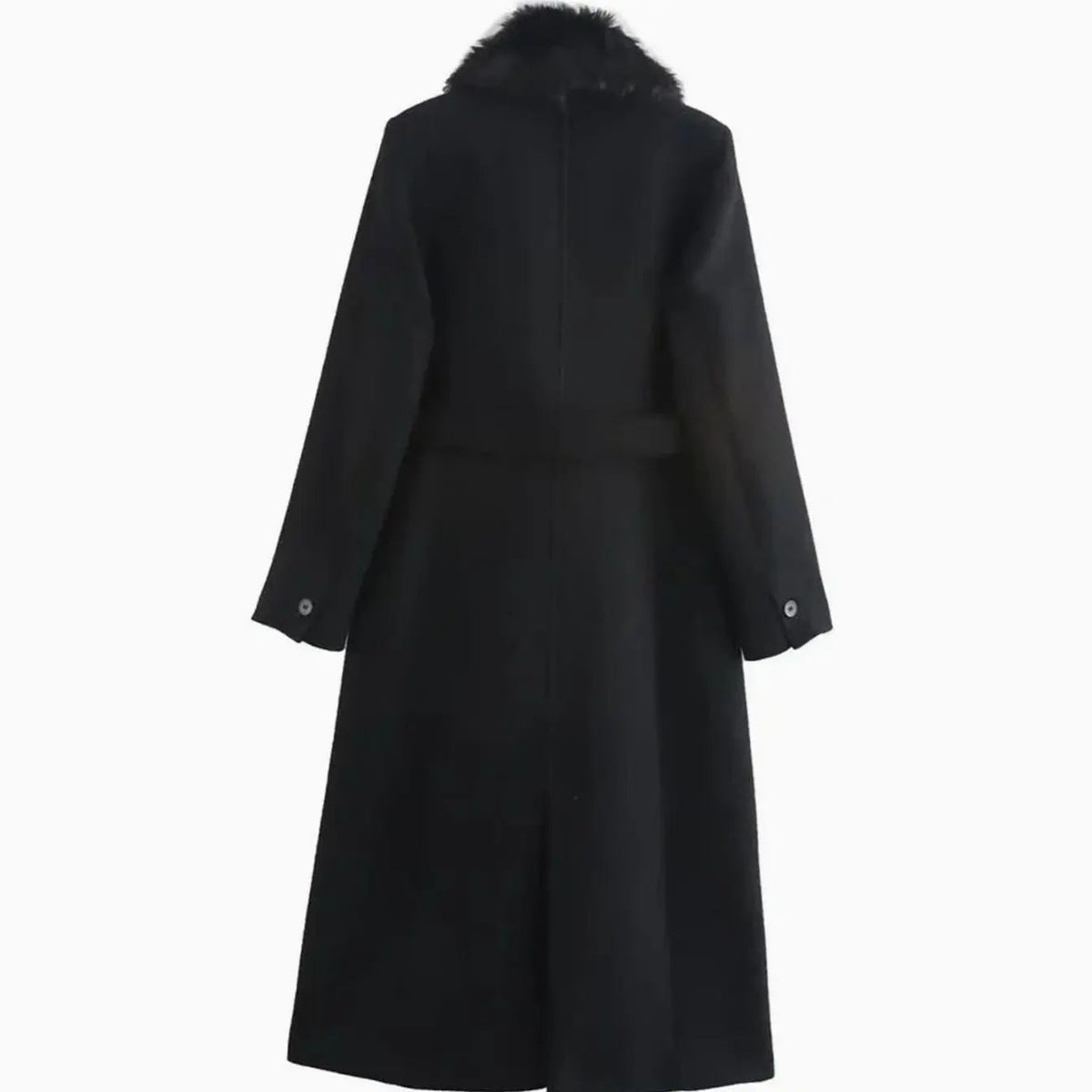 Faux Fur Collar Longline Winter Coat – Belted Wrap Coat