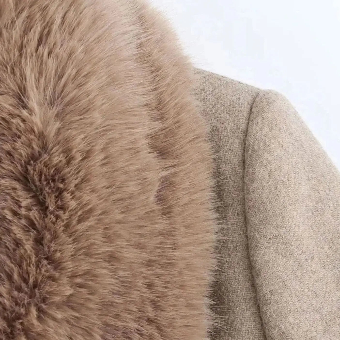 Faux Fur Collar Longline Winter Coat – Belted Wrap Coat