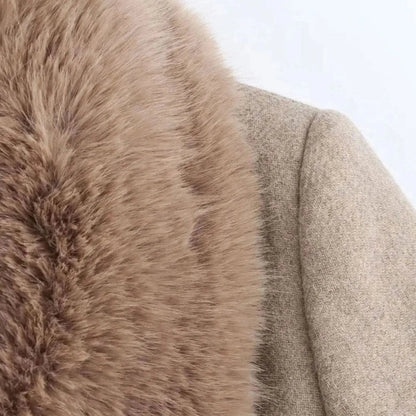 Faux Fur Collar Longline Winter Coat – Belted Wrap Coat