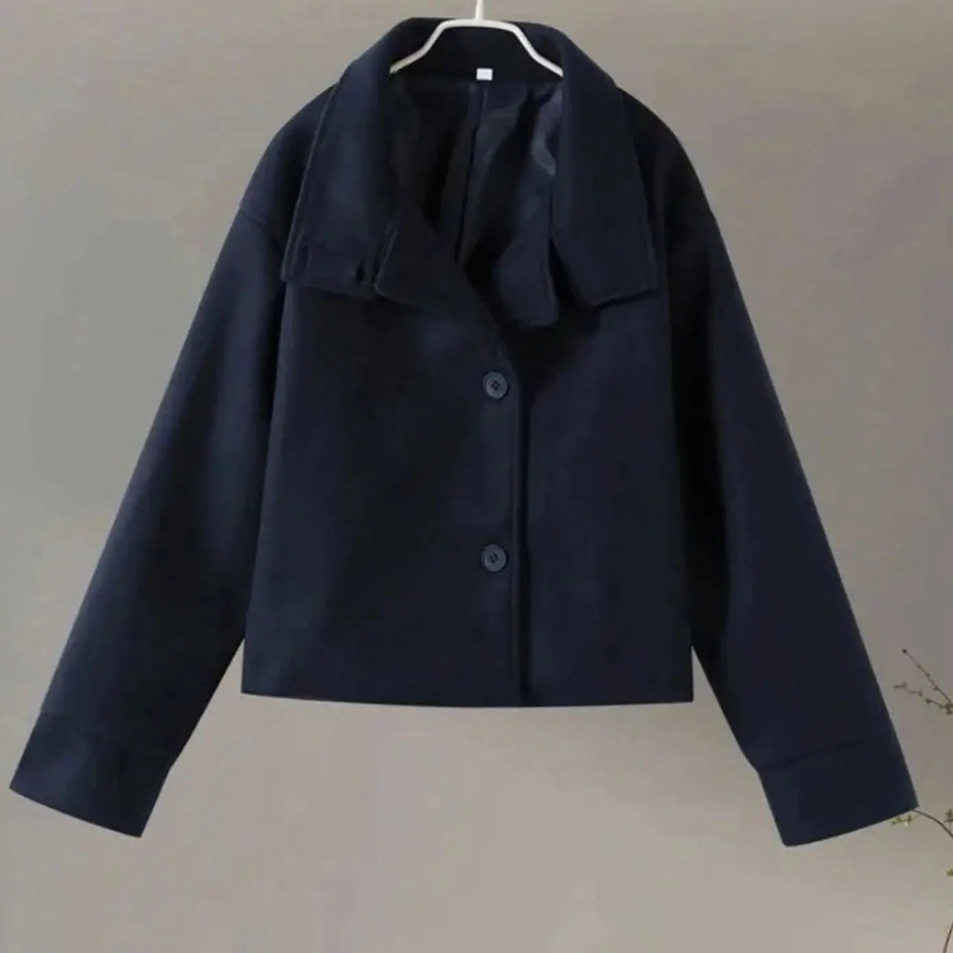 Women's Short Stand Collar Coat – Cropped Button-Up Outerwear