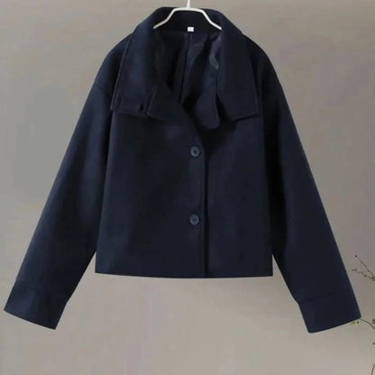 Women's Short Stand Collar Coat – Cropped Button-Up Outerwear