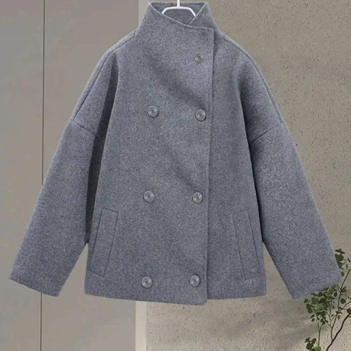 Women's Short Stand Collar Coat – Cropped Button-Up Outerwear