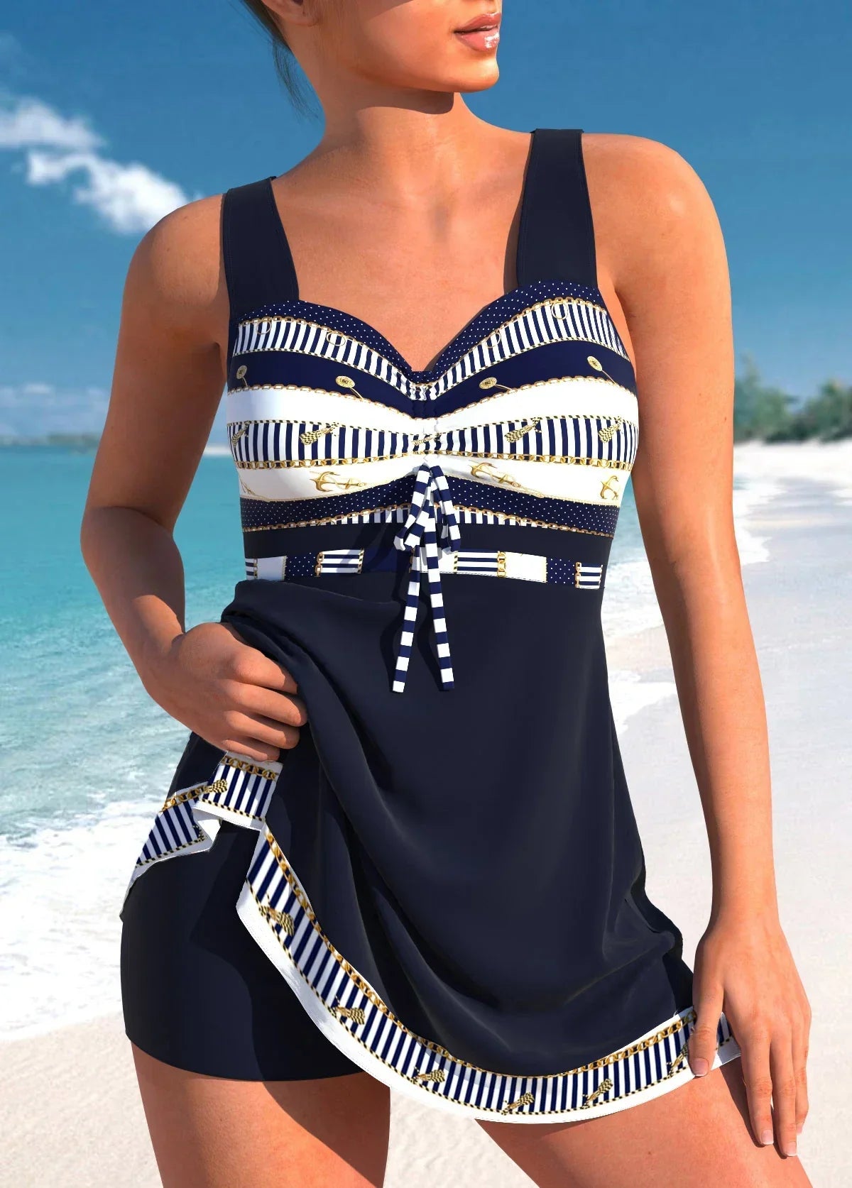 Women's Tankini Swimsuit Set – Tummy Control Two-Piece with Swim Skirt